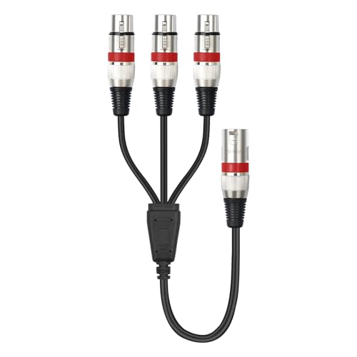 XLR Splitter Cable 3 Way - 1 XLR Male to 3 Female Patch Y Cable Balanced Microphone Splitter 3 in 1 Cord Audio Adapter (60cm/2FT) - color: XLRM-3XLRF-60CM-1PACK