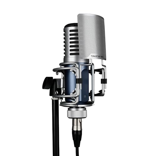TAKSTAR SM-9 XLR Condenser Studio Microphone with 34mm Large Diaphragm | 20Hz-20kHz Response, 135dB SPL, Ultra-Low Noise (≤23dBA), Shock Mount Included, 48V Phantom Power Required