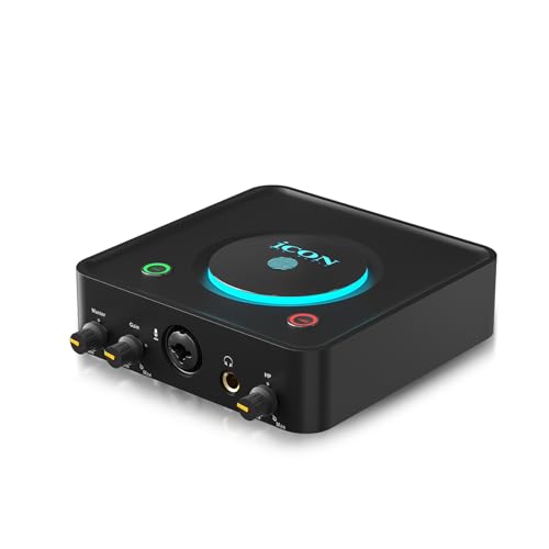 iCON USoloLive USB Audio Interface with 48V Phantom Power for Podcast | 24Bit/192kHz USB Audio Interface, Low Latency ASIO Driver, 48V Phantom Power, ProDriver4 Software for Podcast & Gaming. - color: Black