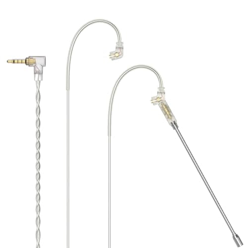 3.5mm 2-Pin 0.78mm IEM Cable with Microphone, Silver Plated OFC Wires Earphone Cable with Boom MIC for Wan'er S.G, ZS10 Pro, ZS10 Pro X, ZSN PRO, ZSX in-Ear Monitor, 4 Feet - style: 3.5mm