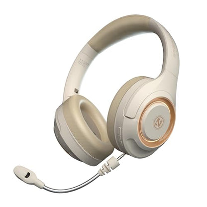Adult Bluetooth Over Ear Headphones, Beige | Active Noise Cancelling,Wireless Microphone HiFi Audio Deep Bass for Man & Women,Comfortable Fit,Rechargeable Long Lasting