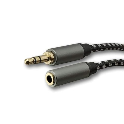 SatelliteSale Auxiliary 3.5mm Audio Jack Male to Female Digital Stereo Aux Extension Cable Universal Wire Black/White Nylon Cord 15 feet - size: 15 Feet