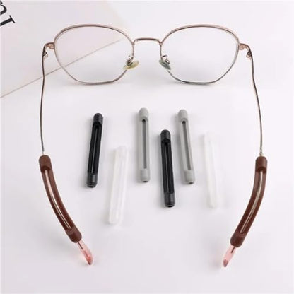 300Pcs Silicone Anti Slip Temple Tip Holder Eyeglass Grips Ear Hooks for Glasses | Non-slip silicone ear hooks keep glasses secure; 300pcs in black, clear, grey, coffee. - color: Clear
