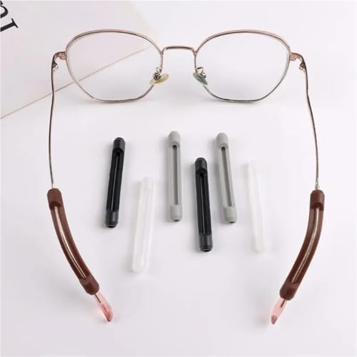 300Pcs Silicone Anti Slip Temple Tip Holder Eyeglass Grips Ear Hooks for Glasses | Non-slip silicone ear hooks keep glasses secure; 300pcs in black, clear, grey, coffee. - color: Black