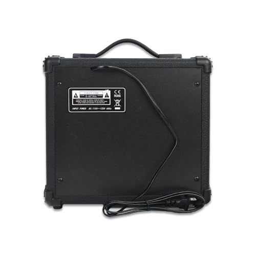 Electric Guitar Amplifier 20w Guitar Amp Starter Beginner Practice Small Portable Travel Headphone Aux Distortion Gain Treble Bass Volume Noiseless Cable Adapter Pick Aux Cable Earphone (BK) - color: Black