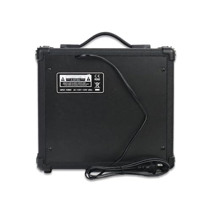 Electric Guitar Amplifier 20w Guitar Amp Starter Beginner Practice Small Portable Travel Headphone Aux Distortion Gain Treble Bass Volume Noiseless Cable Adapter Pick Aux Cable Earphone (BK) - color: Black