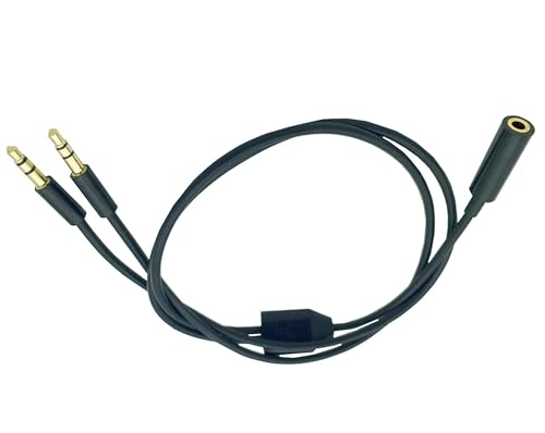 3.5mm 1 Female to 2 Male Stereo Audio Y Splitter Cable19.68inch | 3.5mm Adapter Splitter TRS Y Splitter Cable Gold-Plated Jack for Earphone PC Smartphone MP4 Speaker 50cm Black