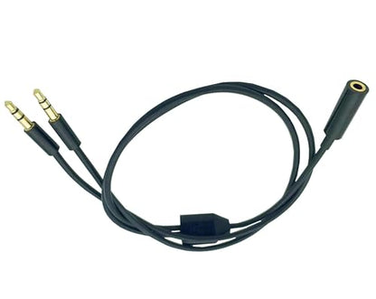 3.5mm 1 Female to 2 Male Stereo Audio Y Splitter Cable19.68inch | 3.5mm Adapter Splitter TRS Y Splitter Cable Gold-Plated Jack for Earphone PC Smartphone MP4 Speaker 50cm Black