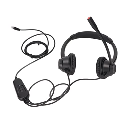 H390D - RJ9 - MVA Dual Ear Wired Telephone Headset, Noise Canceling Office Headset with RJ9 Plug, Lightweight Comfortable Business Calling Headset for Call Center and Home Office U