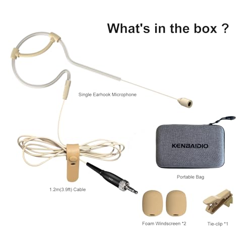 Headset Microphone Single Ear Earset Headworn Low Profile Omnidirectional On-Ear Audio Condenser Mic for Sennheiser Wireless System Bodypack Transmitter, Musicians, 3.5mm Female Screw Plug - size: 3.5mm Female Screw Plug for Sennheiser Only