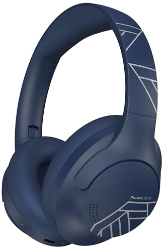 PowerLocus Bluetooth Headphones Over Ear, 50H Playtime with 4 EQ Modes Wireless Headphones with Microphone, HiFi Stereo Deep Bass, Soft Ear Cups, Foldable Lightweight Headset for Travel/Office/Workout - color: Blue