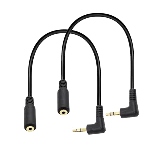 Seadream 2Pack 3.5mm Angle Male to 2.5mm Female Headset Audio Adapter Cable Extender Stereo Jack 8inch 3-Pole