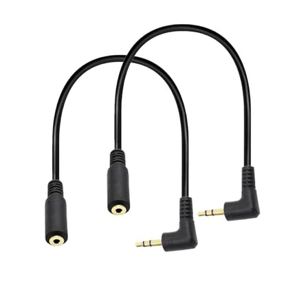 Seadream 2Pack 3.5mm Angle Male to 2.5mm Female Headset Audio Adapter Cable Extender Stereo Jack 8inch 3-Pole