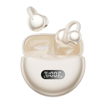 Clip On Earbuds Open Ear Ear Buds Wireless Bluetooth 5.4 Headphones,48H Playtime,IPX6 Waterproof,Touch Control,Comfortable for Workouts and Daily Use (Skin) - color: Skin