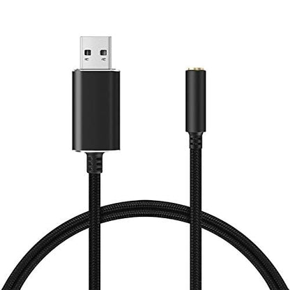 USB to 3.5mm Headphone and Microphone Jack Audio Adapter with 3.5mm Combo Aux Stereo Converter for Headset Mac PS4 PC Laptop Desktops External Sound Card Audio for Windows (100cm, Black) - color: black