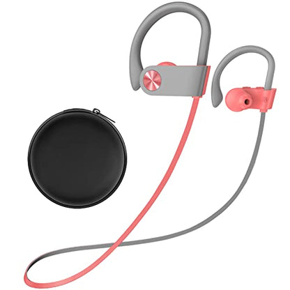 Bluetooth 5.3 Headphones, Wireless Sports In-Ear Earbuds IPX7 Waterproof | 16 Hours Playtime, Sweatproof Stereo Earphones with MIC, Noise Cancelling Headsets for Gym Running Workout, Clear Sound - color: PinkGrey