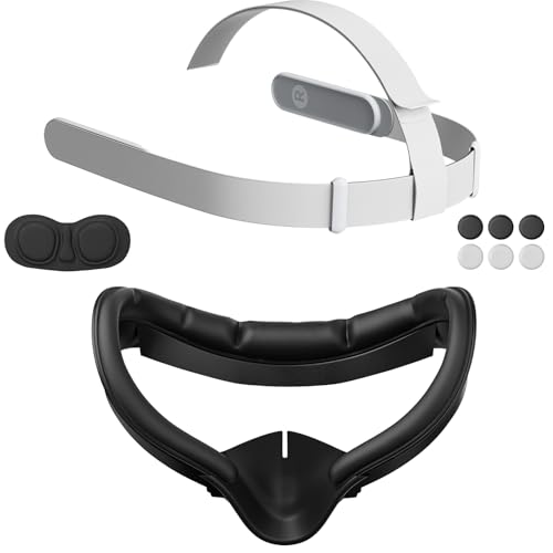 Face Cushion Interface Pad &Head Strap for Meta/0culus Quest 2 Vr Headset | Soft, Skin-Friendly PU Leather Padding. Breathable, Light-Blocking Nose Pads. Easy to Clean & Comfortable to Wear