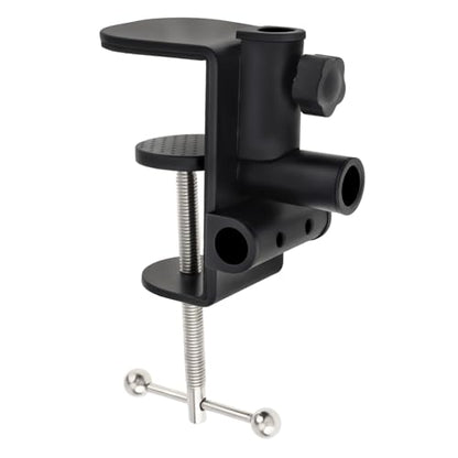 Table Mount Clamp, Metal Mic Desk Clamp Holder, 3-in-1 Desk C-Clamp for Microphone Boom Arm Stand Holder, 0.47 inch/1.2cm Hole, Fits up to 2.76 inch/7cm Desktop Thickness