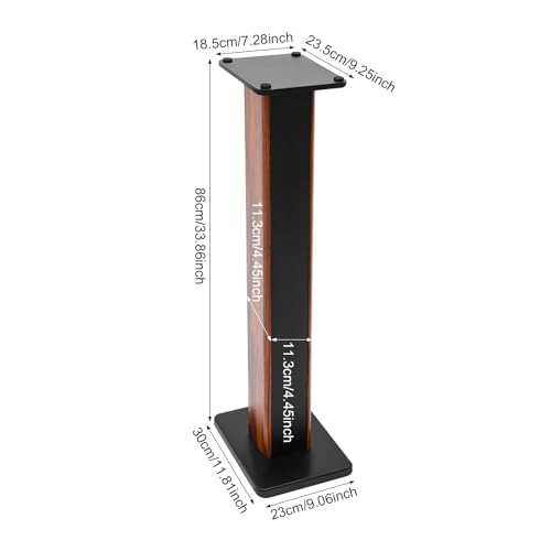 2PCS Bookshelf Speaker Stand Surround Sound, 34" Universal Speaker Stands Pair for Surround Sound Floor Speaker Stands Bookshelf Speaker for Home Theater - color: Brown+Black