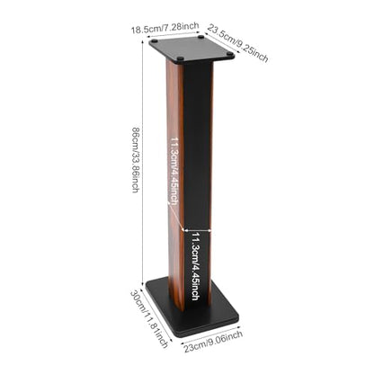 2PCS Bookshelf Speaker Stand Surround Sound, 34" Universal Speaker Stands Pair for Surround Sound Floor Speaker Stands Bookshelf Speaker for Home Theater - color: Brown+Black