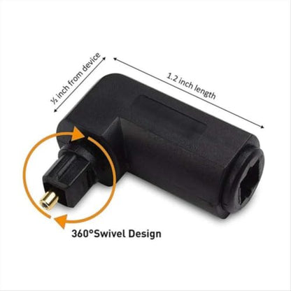 Digital Optical Audio Adapter 2 Pack 90 Degree Male to Female Toslink Compatible with Audio