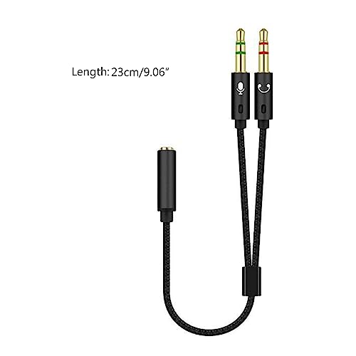 Headset Adapter Y Splitter 3.5mm Cable with Separate Mic and Headphone Connector Mutual Convertors for Gaming Splitter Cable 2 Male 1 Female Adapter 3.5mm Mic