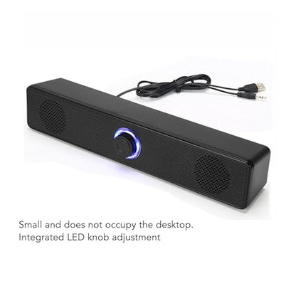 Sxhlseller USB Powered Soundbar Speaker - Wired Computer Bar Speakers with HiFi Clear Sound, Volume Knob Control for Desktop, Monitor, and Game Machine - Mini Laptop Speaker System