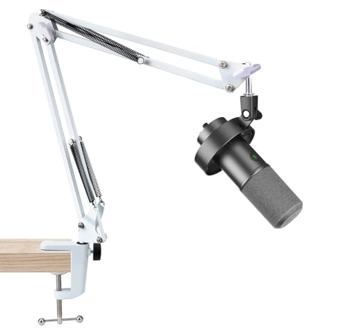 SUNMON White Boom Arm for Fifine K688 - Mic Boom Arm Compatible with Fifine Microphone, Mic Boom Arm with 3/8" to 5/8" Screw Adapter Clip, Microphone Boom Arm with Desk Clamp - color: Mic Arm for Fifine K688-White