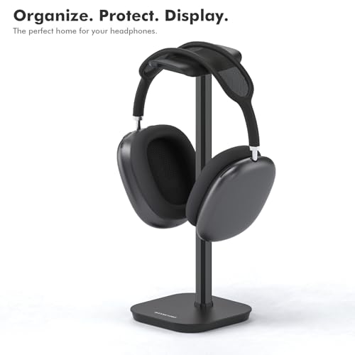 Headphone Stand, Aluminum Desk Headset Earphone Holder (Black) - color: Black