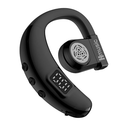 Hmusic I6 Bluetooth Earpiece – Single Ear Headset with ENC Mic, Bluetooth 5.4, 20H Battery with LED Power Display, 180° Rotatable Wireless Headset for Work, Driving & Office Calls | 180° Rotatable Earbud, ENC Mic, 20H Battery with LED Power Display, Mono