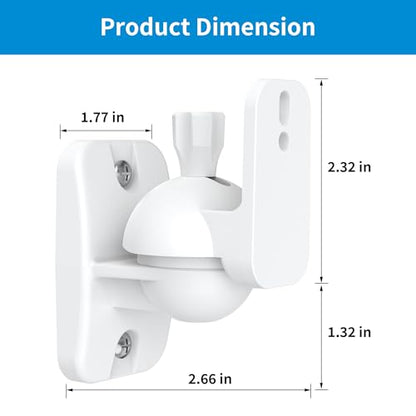 PlusAcc Speaker Wall Mount, Surround Speakers Brackets, 2 Pack, White | 20° Tilt & 80° Swivel, Adjustable Mounting Bookshelf Shelf for Home Theater, Hold up to 8 lbs - color: White, size: 2 Pack