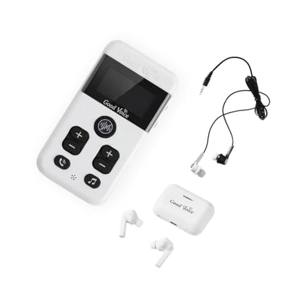 OKB Hearing GV-SA0360 OTC In-Ear Hearing Aid, True-Wireless with Pocket Controller Ear-Extension for TV & Meetings, Dual-Mode Noise Reduction, Charging Case, Bluetooth 5.2, Adults 18+ (Polar White)