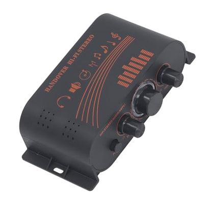 Marhynchus HiFi Power Amp Mini Stereo Amplifier, Aluminum Body 2 Channel 20W X 2 with Treble Bass Volume Control, DC12V Sound Stereo Amp for Car Home Desktop Phone Computer MP3