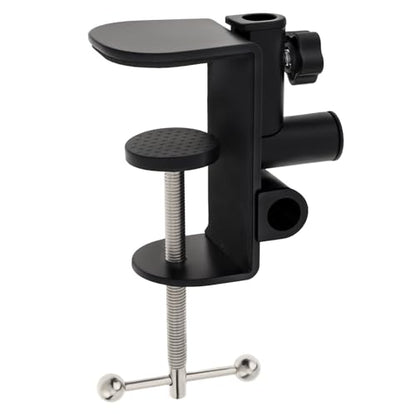 Table Mount Clamp, Metal Mic Desk Clamp Holder, 3-in-1 Desk C-Clamp for Microphone Boom Arm Stand Holder, 0.47 inch/1.2cm Hole, Fits up to 2.76 inch/7cm Desktop Thickness
