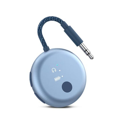 Avantree SoundJet R1-25Hr Airplane Bluetooth Adapter for All AirPods | Qualcomm Chip & aptX Adaptive, Wireless Audio Transmitter for Flight Travel, Works with Bose & Other Headphones - color: 3. Sky Blue