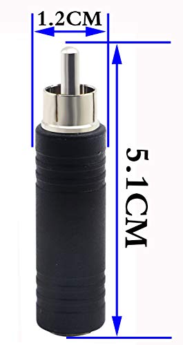 6.35mm to RCA Adapter RCA Male Plug to 6.35mm 1/4 Inch Mono Female Audio Mic Plug Adapter Jack Converterr (5 Pack)