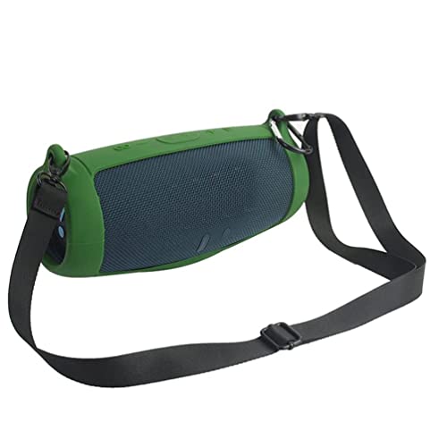JB charge 5 Bluetooth Speaker Silicone protecitve Case protable, JB charge 5 Travel Carrying Case with Shoulder Strap and Carabiner, Green, Casual - color: Green