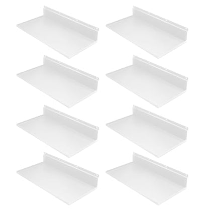 8 Pack 17 x 8 Inch Slatwall Shelves, White | Space Saving Heavy Duty Metal Display Shelves, Slat Wall Shelf Accessories for Garage, Retail, Home & Commercial Use - style: 8 Pack White