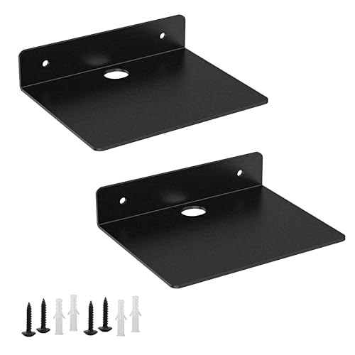Small Shelf for Wall, 5 Inch, Metal Floating Shelves for Echo dot, Cameras, Tiny Speaker, Tiny Wall Mount Shelves (Black 2pcs) - color: Black 2pcs