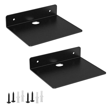 Small Shelf for Wall, 5 Inch, Metal Floating Shelves for Echo dot, Cameras, Tiny Speaker, Tiny Wall Mount Shelves (Black 2pcs) - color: Black 2pcs