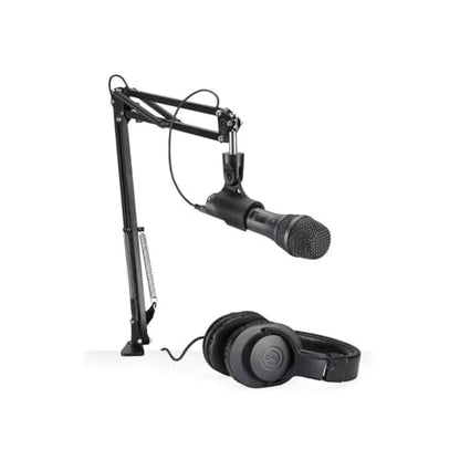 Audio-Technica AT2005USBPK Vocal Microphone Pack for Streaming/Podcasting, Includes USB and XLR Outputs, Adjustable Boom Arm, & Monitor Headphones,Black | USB and XLR Outputs, Adjustable Boom Arm, and Monitor Headphones, Black - style: AT2005USBPK