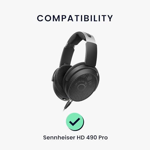 kwmobile 2X Velour Headphone EarpPads for Sennheiser HD 490 Pro Replacement Ear Pads - Headphone Ear Covers - Black