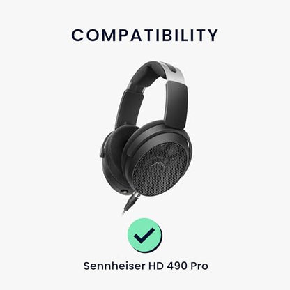 kwmobile 2X Velour Headphone EarpPads for Sennheiser HD 490 Pro Replacement Ear Pads - Headphone Ear Covers - Black