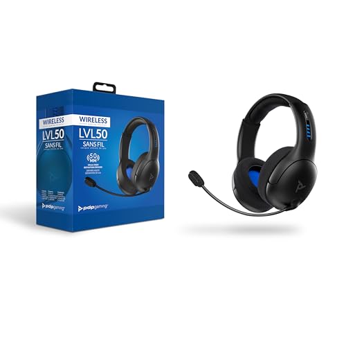 PDP AIRLITE PRO Wireless Power Stereo Gaming Headset with Noise Cancelling Microphone: Compatible with PS5/PS4/PS3 Console/PC Windows 10, Comfortable Lightweight Headphones, Long Battery Life (black)