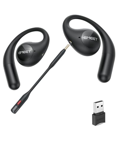 EMEET Airflow Open Ear Headphones with Mic, Zoom Certified, True Wireless Headsets with Detachable Microphone, ENC+VoiceCore 2.0 Noise Cancelling, Bluetooth 5.3, Multi-Point, Wireless Earbuds for Work - style: AirFlow Zoom