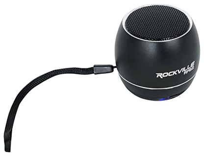 Rockville RPB2-BLACK 5W Portable Bluetooth Speaker, Wireless Linking, SD Card Slot, Hands-Free Calling, Selfie Remote, for Travel and Outdoors | TWS Stereo Link, SD Card Slot, Built-in Mic, Aluminum Body, 5-Hour Rechargeable Battery, 30-Min Charge - color