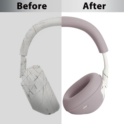Adhiper 3-in-1 Silicone Sweat Case Cover for Sony WH-1000XM6 Headphones, XM6 Covers Accessories Silicone Ear Pads Covers & Headband Cover & Ear Cups Protector, Washable & Sweatproof - Smoky Pink - color: Smoky Pink