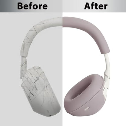 Adhiper 3-in-1 Silicone Sweat Case Cover for Sony WH-1000XM6 Headphones, XM6 Covers Accessories Silicone Ear Pads Covers & Headband Cover & Ear Cups Protector, Washable & Sweatproof - Smoky Pink - color: Smoky Pink