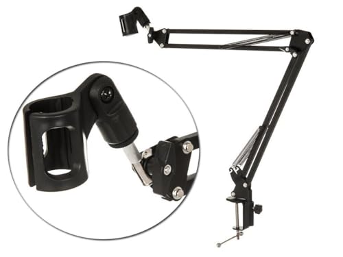 StreamEye Boom Arm Mic Stand with Desktop Mount, Detachable Clip, Professional Grade XLR Cable, Microphone Pop Filter and Cable Ties