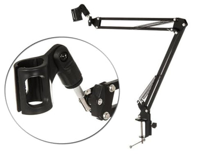 StreamEye Boom Arm Mic Stand with Desktop Mount, Detachable Clip, Professional Grade XLR Cable, Microphone Pop Filter and Cable Ties